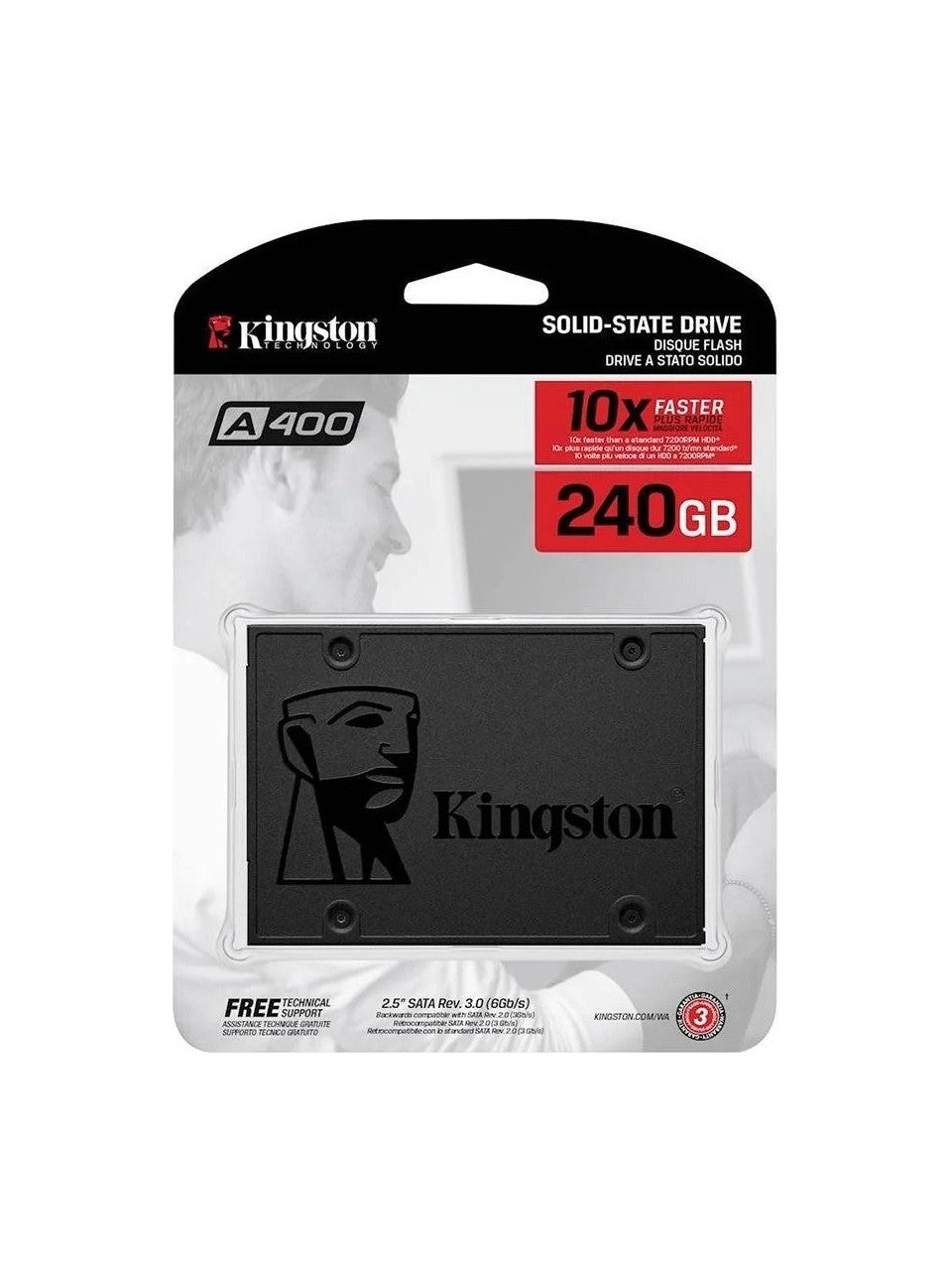Kingston A400 240GB 2.5'' SATA SSD (500-350MB/s) - Ön Görünüm