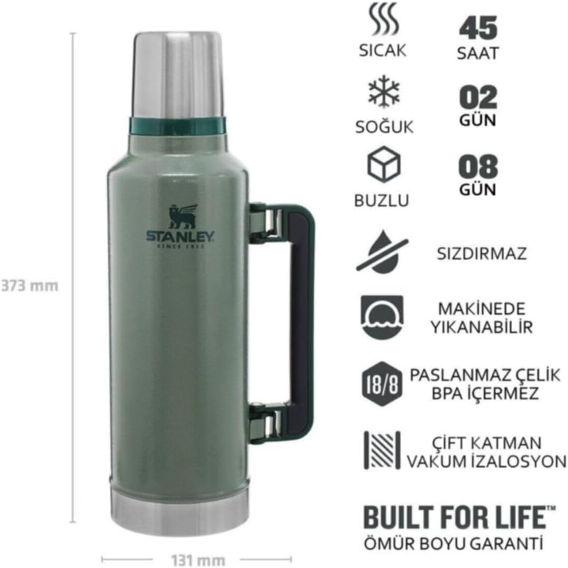 1.9L Classic Bottle Kendinden Bardaklı Termos - Ön Görünüm