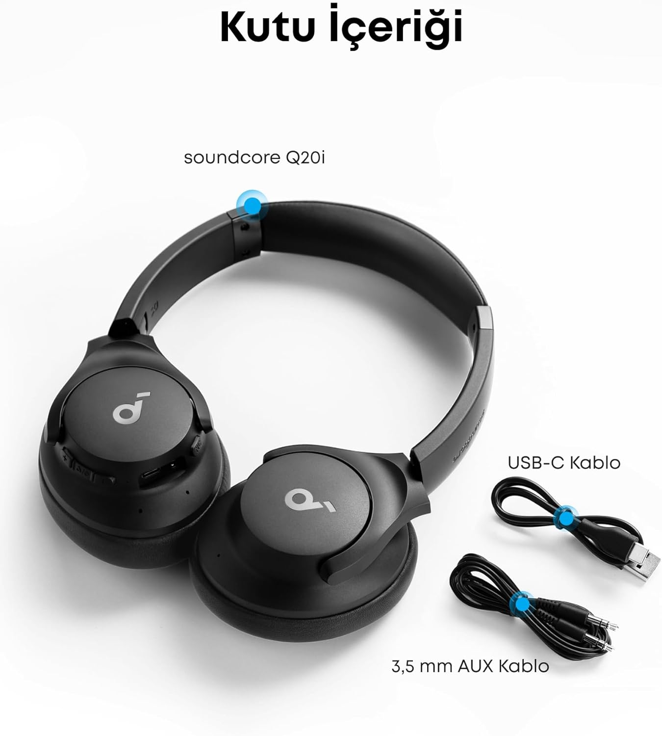Soundcore Q20i Kulak Üstü Bluetooth Kulaklık, Hibrit Akti... - Yan Görünüm