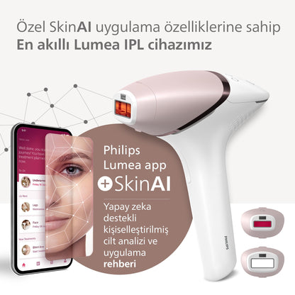 Philips Lumea 9900 Serisi BRI950/02 IPL Tüy Alma Cihazı - SkinAI, Vücut ve Yüz için 2 Başlık + Çanta - SkinAI Uygulama