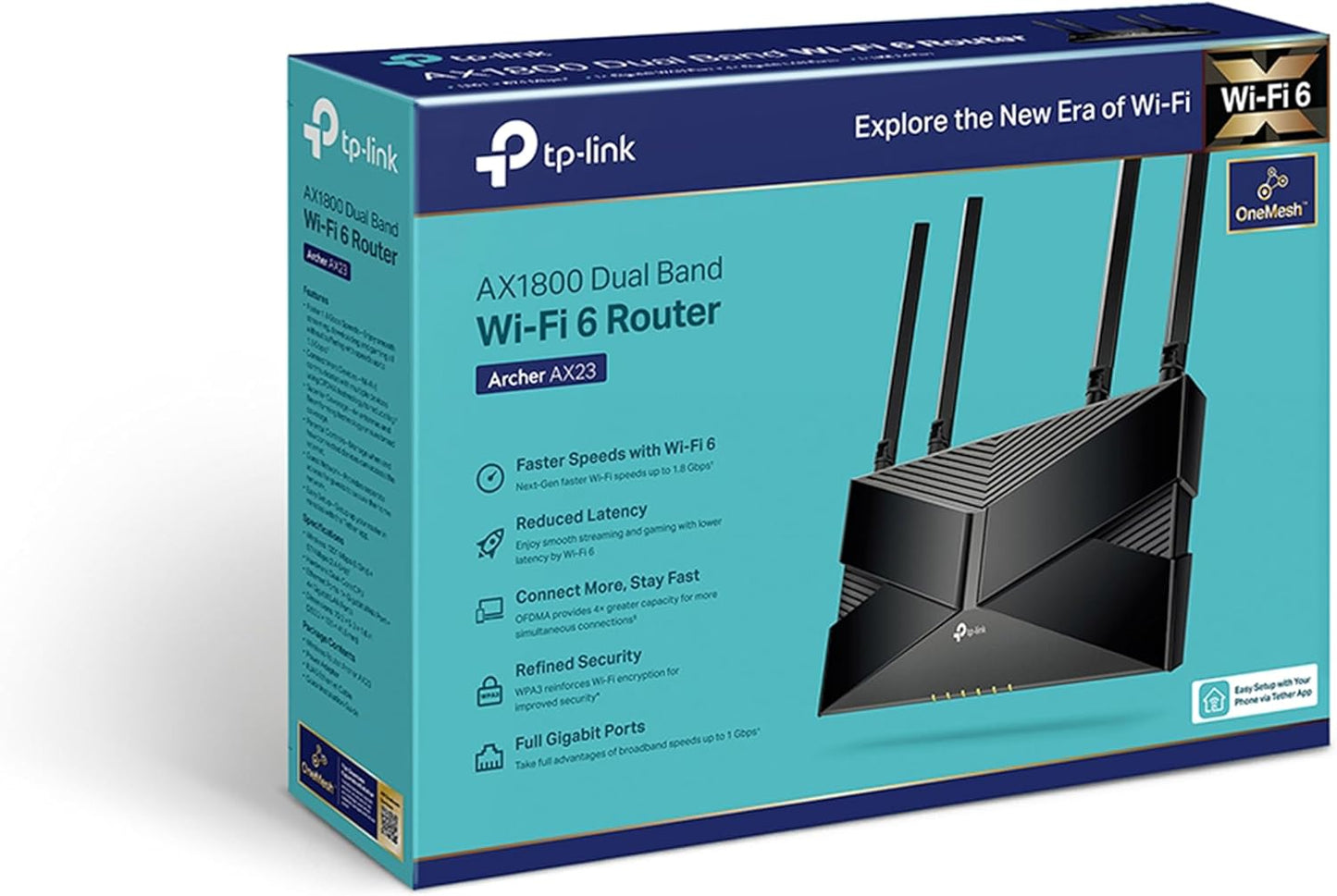 TP-Link Archer AX23, AX1800 Çift Bant Wi-Fi 6 Yönlendirici - Yan Görünüm