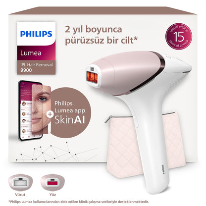Philips Lumea 9900 Serisi BRI950/02 IPL Tüy Alma Cihazı - SkinAI, Vücut ve Yüz için 2 Başlık + Çanta - Ön Görünüm