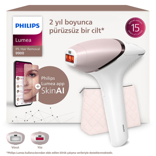 Philips Lumea 9900 Serisi BRI950/02 IPL Tüy Alma Cihazı - SkinAI, Vücut ve Yüz için 2 Başlık + Çanta - Ön Görünüm