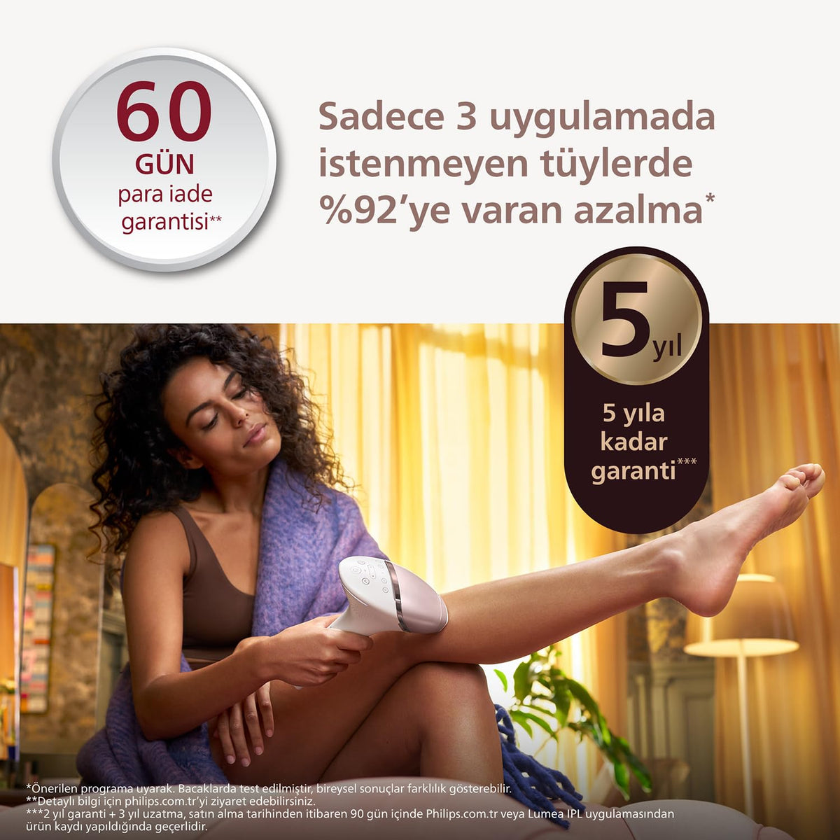 Philips Lumea 9900 Serisi BRI953/01 IPL Tüy Alma Cihazı - SkinAI, Vücut/Yüz/Bikini, 3 Başlık + Çanta - Başlık Detayı